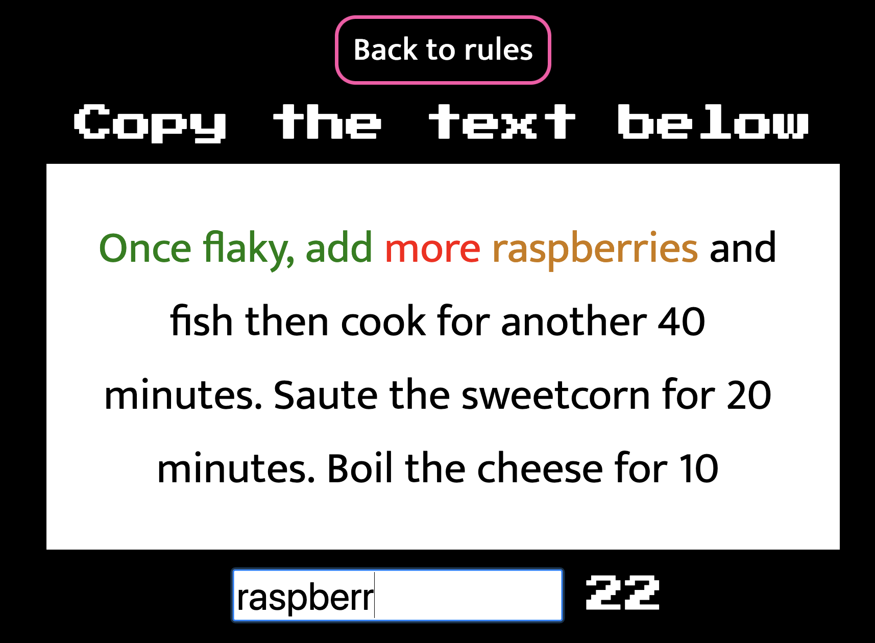 Screenshot of our typing speed game Pro-to-type
