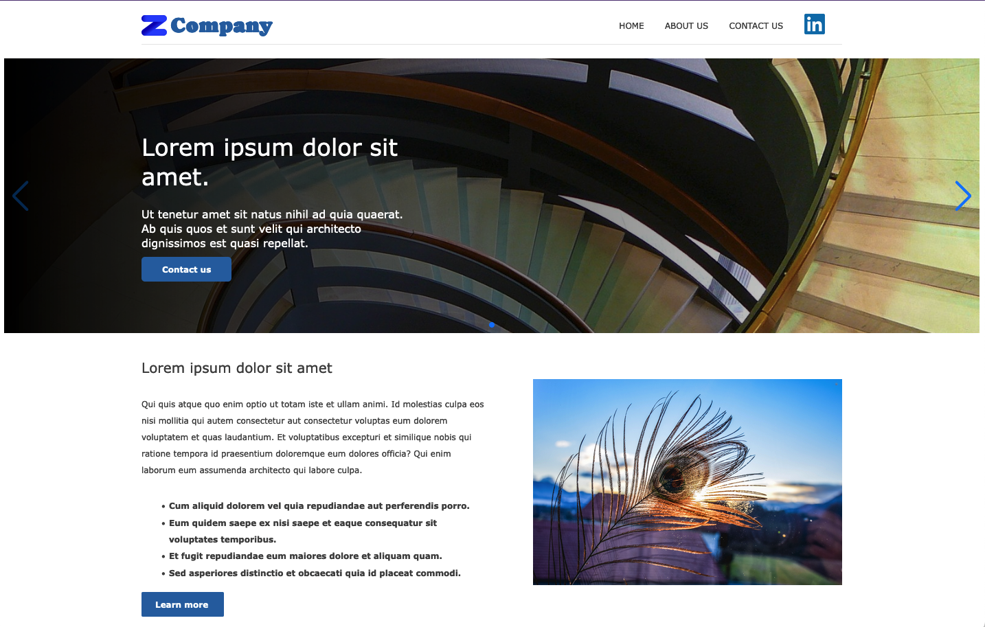 Screenshot of Company website