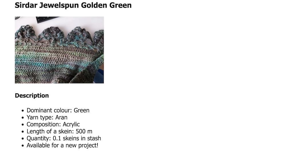 Screenshot my yarn collection app